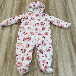 Cuddle bear 12m fleece snow outfit with owl print